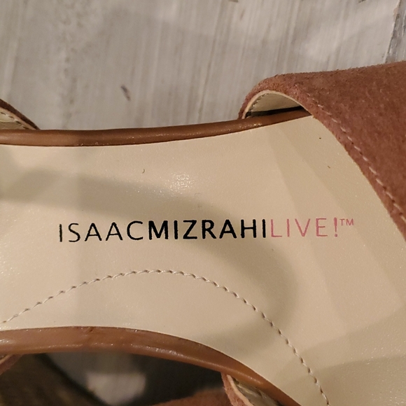 ISAACMIZRAHILIVE IMSASSY LEATHER UPPER TAN SUADE WEDGE NEW W/O TAGS - Picture 6 of 7